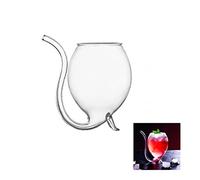 DRYEN Creative Vampire Lot de 4 verres à vin en verre transparent avec paille intégrée 300 ml