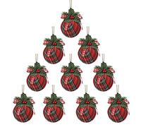 DRYEN Lot de 10 boules de Noël en tissu écossais pour sapin de Noël