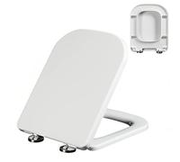 DRYFAL Abattant WC Rectangulaire, Lunette De Toilette Carrée, Cuvette Toilette avec Frein De Chute, Dégagement Rapide, Fixation sur Le Dessus, Antibactérien, Charnières Réglables,04B