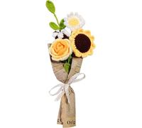 DRYFAL Bouquet de Fleurs au Crochet Fini Fait à la Main - Mélange de Fleurs tricotées à la Main - Rose Tournesol - Marguerite Artificielle pour Vase, décoration d'intérieur, Cadeau