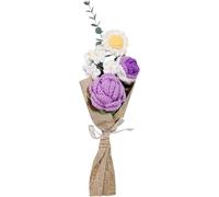 DRYFAL Bouquet de Fleurs au Crochet Fini Fait à la Main - Mélange de Fleurs tricotées à la Main - Rose Tournesol - Marguerite Artificielle pour Vase, décoration d'intérieur, Cadeau