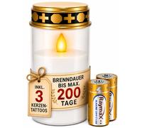 Drytogo Bougies Funéraires LED Avec Batterie, Bougie De Cimetière Résistante Aux Intempéries Pour L'Extérieur Avec Effet Vacillant Jusqu'à 6 Mois D'Éclairage