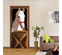 DSAOMO Stickers Porte Poster Cheval Papier Peint Porte Trompe l'oeil pour Salon Chambre Décoration De La Maison Stickers Muraux Imperméable Stickers Amovibles 77x200cm(B x H)