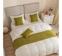 DSAoTeng Chemin de lit et housse de coussin assortie, chemins de lit jacquard réversibles, écharpes, décoration d'intérieur, hôtel, literie, serviette, couvre-lit de protection (vert jaune, 45 x 180