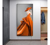 dsdsgog Danseuse Fille Robe Portrait Toile Peinture Chapeau Jaune Affiches Et Gravures Mur Art Mural pour Salon Lit Chambre Décoration 50x100cm Sans Cadre
