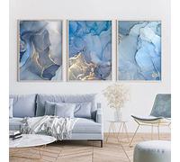 dsdsgog Moderne Bleu Or Marbre Abstrait Mur Art Affiches Mur Art Toile Peinture Imprimer Des Images pour Salon Intérieur Décoration De La Maison 40x60cmx3 Sans Cadre