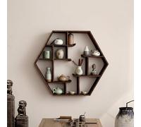 DSEWTEZXI Étagère bibelots Moderne en Bois Plusieurs Compartiments,Vitrine hexagonale Murale,Étagère Rangement Murale Suspendue,Présentoirs décoration minimalistes.