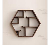 DSEWTEZXI Vitrine Murale hexagonale,Étagère à bibelots Moderne en Bois à Plusieurs Compartiments,Étagère Murale Suspendue pour Objets de Collection,Présentoirs de décoration minimalistes.