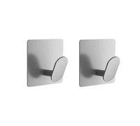 DSFVERVD Porte manteau mural Stainless Steel Wall Hook Bathroom Robe Hooks Adhesive Towel Holder Kitchen Accessories Organizer Multi-Purpose Door Hanger(2pcs silver)