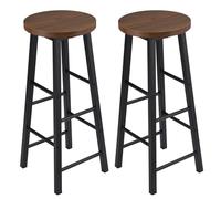DSFVERVD Tabourets de Bar 2 tabourets de Bar Hauts en Bois pièces/Ensemble | Tabouret de comptoir de bistro, Structure en acier Stable, siège, café, chaise de salle à manger, décor(Dark beech)
