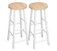 DSFVERVD Tabourets de Bar 2 tabourets de Bar Hauts en Bois pièces/Ensemble | Tabouret de comptoir de bistro, Structure en acier Stable, siège, café, chaise de salle à manger, décor(Light oak)
