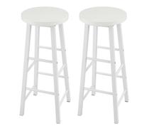 DSFVERVD Tabourets de Bar 2 tabourets de Bar Hauts en Bois pièces/Ensemble | Tabouret de comptoir de bistro, Structure en acier Stable, siège, café, chaise de salle à manger, décor(WHITE)