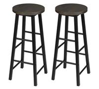 DSFVERVD Tabourets de Bar 2 tabourets de Bar Hauts en Bois pièces/Ensemble | Tabouret de comptoir de bistro, Structure en acier Stable, siège, café, chaise de salle à manger, décor(Black and rust)