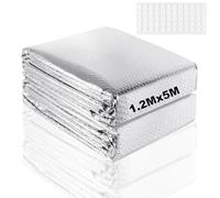 Dshunnc 5M Rouleau Isolant Thermique Aluminium Double Face 3mm x 120cm Reflecteur Radiateur Résistant à la chaleur et au Froid Aluminium Derrière Radiateur pour Portes Toits Camping-Cars et Murs