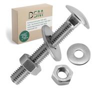 DSM - Boulons à tête ronde bombée M12 x 100 mm selon DIN 603 - avec écrou hexagonal M12 DIN 934 & rondelle DIN 9021 - acier inoxydable A2/V2A - vis à tête ronde collet carré - 50 pièces