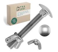 DSM - Boulons de carrosserie M6X50mm selon DIN 603 - M6 Ecrou papillon DIN 315 - Acier inoxydable A2/V2A - Filetage complet - Vis à tête bombée avec collet carré - Écrou papillon - 25pcs