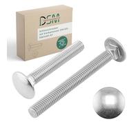 DSM - Boulons de carrosserie M8 x 100 mm selon DIN 603 - acier inoxydable A2/V2A - filetage complet - vis à tête ronde plate avec embase carrée - boulons de charnière de portail - 5 pièces (petit