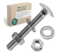 DSM - Boulons M5 x 60 mm selon DIN 603 - Avec écrou hexagonal M5 DIN 934 et rondelle DIN 125 - Acier inoxydable A2/V2A - Vis à tête bombée avec collet carré - Lot de 50