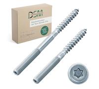 DSM - Goujons double filetage M6 x 120 mm, empreinte Torx TX25, zingués - M6 à M12, vis double filet pour colliers de tuyaux, bois, matériel de montage - lot de 2