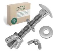 DSM - Lot de 5 vis de carrosserie M5 x 60 mm selon DIN 603 - M5 écrou papillon DIN 315 & rondelle DIN 125 - Acier inoxydable A2/V2A - Vis à tête ronde avec collet carré - Écrou papillon - 5 pièces