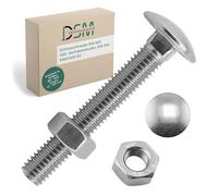 DSM - Lot de 50 boulons de carrosserie M10 x 80 mm DIN 603 - Avec écrou hexagonal DIN 934 - Inox A2/V2A - Vis TRCC à corps fileté