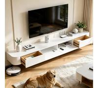 DSMRLEOP Meuble TV flottant pré-assemblé avec tiroirs, meuble TV mural en bois, console multimédia flottante moderne avec grand espace de rangement, banc TV peu encombrant sous la télévision pour
