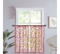 Dsnyu Petit Rideau Court, Rideau De Cuisine Court Vintage Vin Rouge Fil Papillons 3D De Couleur Unie 2 Pièces 60L x 90H CM