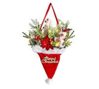 DSOUWEH Décorations de Noël en Forme de Chapeau avec Baies, agrémentées d'un Père Noël Lumineux pour Une Ambiance Festive. Pendentif décoratif en Forme