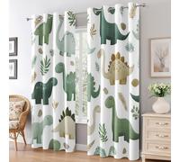 DSRDRFG Rideau Dinosaures 70x200cm(LxH) Rideau Occultants Thermiques Motif Animaux Dessin Animé pour Chambre d'enfant (Garçons, Filles, Bébés), Lot De 2 Draperies Intérieurs à Oeillets