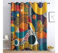DSRDRFG Rideau Occultant Géométrie Coloré 2 * 138x240cm(LxH) Style Memphis Rideau Thermique Isolant Anti Froid et Chaleur pour Salon Chambre Fenetre Moderne Décoration, Lot de 2 Rideaux à Oeillets