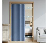 DSSHENGDS Rideau de Porte de Placard Pliant, Rideau de Douche plissé en accordéon, pour Placard, Chambre, cloison de Salle de Bain-Denim Blue- 160x200cm