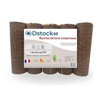 DSTOCK60 - Bûches de Bois de hêtre compressé - bûchettes de 28cm - 100% sciure française Non traitée - Longue Combustion 2h30 - Haute Performance énergétique (PCI 4,6 kWh/kg)