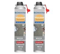 DSTOCK60 - Lot de 2 - mousse expansive polyuréthane projetable - 700 ml - avec applicateur - compatible multi-surfaces - application facile et rapide