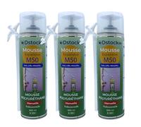 DSTOCK60 - LOT DE 3 MOUSSES EXPANSIVES MANUELLES 500ML - MOUSSE POLYURETHANE PROFESSIONNELLE - ISOLE, COLLE, REBOUCHE - EXTERIEUR ET INTERIEUR