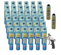 DSTOCK60 - Lot de 36 mousses expansives pistolables 750 ml + 2 Nettoyants Mousse + 1 pistolet - Mousse polyuréthane professionnelle - Isole, colle et rebouche - Extérieur et intérieur