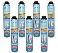 DSTOCK60 - LOT DE 7 MOUSSES PISTOLABLES - MOUSSE EXPANSIVE 750 ML - MOUSSE POLYURÉTHANE PROFESSIONNELLE - ISOLE, COLLE ET REBOUCHE - EXTÉRIEUR ET INTÉRIEUR