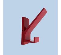 DSTOCK60 - Patère double simple rouge - Aluminium - Visserie fournie - 2 têtes - Porte-manteau - hauteur : 12cm - largeur : 3,5cm