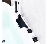 DSYOGX Kit de douche à LED pour baignoire cascade, robinet de baignoire 5 trous, mitigeur monocommande, valve en laiton, noir