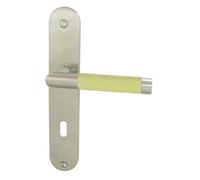 DT 2000 337630 Demi poignée de porte sur plaque cigarillo porcelaine Jaune inox mat serrure