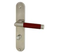 DT 2000 339640 Demi poignée de porte sur plaque cigarillo porcelaine Chocolat inox mat condamnation