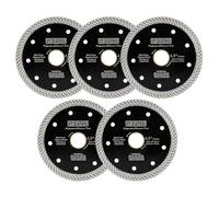DT-DIATOOL Disque à Tronçonner Diamante 5 Pièces 115 mm x 22,23 mm/20 mm Lame de Scie avec Maille Turbo pour Porcelaine Tuile Marbre Céramique Granit