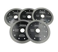 DT-DIATOOL Disque à Tronçonner Diamante 5 Pièces 125 mm x 22,23 mm/20 mm Lame de Scie avec Maille Turbo pour Porcelaine Tuile Marbre Céramique Granit