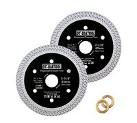 DT-DIATOOL Lot de 2 lames de scie circulaire diamantées 85 mm pour porcelaine, carrelage, céramique, marbre, granit - Avec segment en X Mesh Arbor - 10 à 15 mm