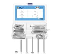 DTGN Assortiment de 100 Vis Métriques Kit de Boulons et Écrous M4 | Vis à Tête Cylindrique à Six Pans Creux M4X40/45/50/55/60mm, en Acier Inoxydable 304