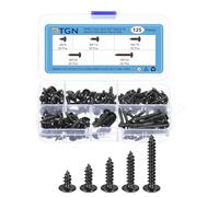 DTGN Kit De Vis À Tôle Assorties - 125Pièces - Pour Bois, Meubles - 5 Tailles Acier Carbone M4 Tête Bombée Phillips Pointe Auto-Taraudeuse Vis À Bois - Noir