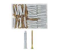 DTMTD Kit d'ancrages muraux et de vis en béton de 5/16 x 2-3/8", 100 pièces | Ancrages à expansion à 4 voies avec vis en zinc pour brique, bloc et stuc, ancrages muraux solides en plastique pour étagère