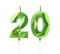 DTXLX Bougies anniversaire numéro 20 vert gâteau décoration | Bougies d'anniversaire en forme de chiffre 20 vert, pour décoration de gâteau, mariages et fêtes