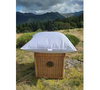 du Berger Oreiller Carré Luxe 65x65cm - Confort Ajustable - Gonflant et Moelleux - Garnissage Naturel 75% Laine des Alpes, 25% Alpaga - Enveloppe Haut de Gamme Satin 100% Coton - Fabriqué en France
