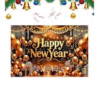 du Nouvel An - Impression 2D - Ballons dorés - 99 x 150 cm - Panneau « Happy New Year » 2026 - Pour remise de diplôme, fête de vacances, anniversaire, accessoires de studio, terrasse, intérieur
