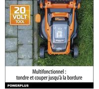 Tondeuse à batterie Dual Power PowDPGLWS1 - Tondeuse à gazon 20 V, diamètre de coupe 340 mm, batterie et chargeur inclus
